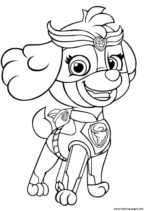 Print Paw Patrol Mighty Pups Skye For Girls Coloring Pages Paw Patrol