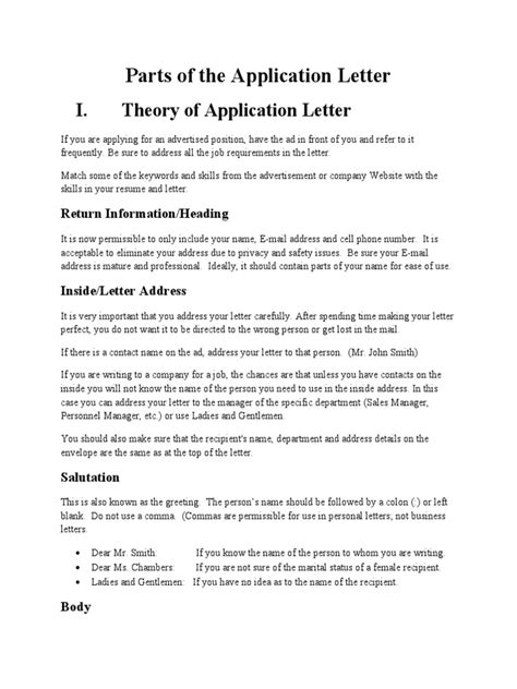 Parts Of Application Letter Pdf Résumé Employment