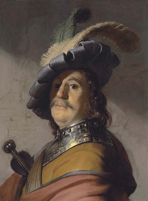 Bust Of A Man Wearing A Gorget And Plumed Beret 16267 Oil On Panel