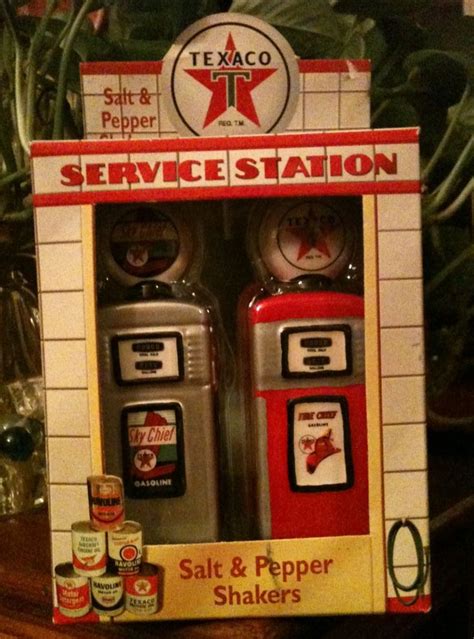 added to my collection texaco gas pump salt and pepper shakers in the original box bottle
