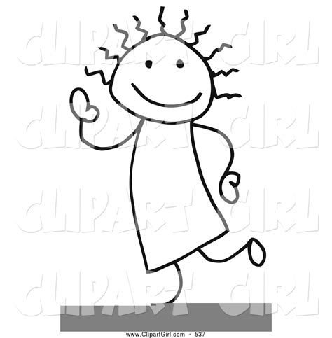 Clip Art Of A Stick Figure Person Girl Dancing And Waving By C Charley