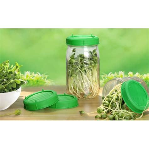 Aozita 6 Pack Plastic Sprouting Lids For Wide Mouth Mason Jars