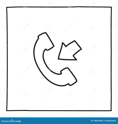 Doodle Telephone Incoming Call Icon Or Logo Hand Drawn With Thin Black Line Stock Illustration