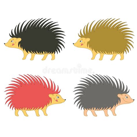 Cute Hedgehogs Wild Mammal Set Stock Vector Illustration Of Elements