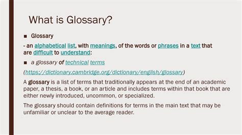 The List Of References And Glossary презентация онлайн