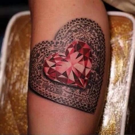 Diamonds Tattoos On Legsred Lovely Heart Diamond