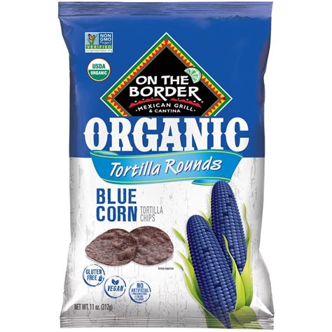 11oz on the border organic blue corn tortilla rounds chips