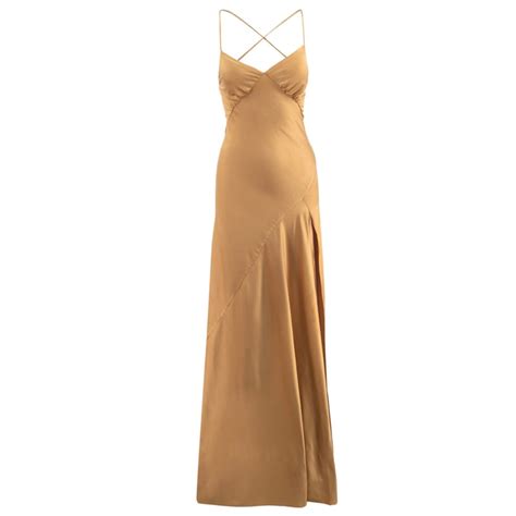 Seville Satin Maxi Dress In Gold Roserry Wolf And Badger