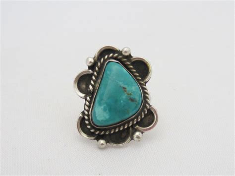 Vintage Southwestern Sterling Silver Turquoise Ring Size Etsy