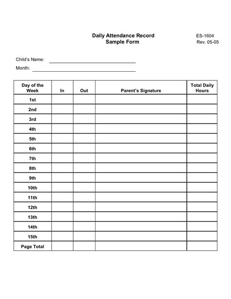 The Daily Attendance Sheet Is Shown In This Image Riset