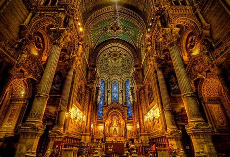 Religioso Basilique Notre Dame Fourvre Interior Lyon Hermosa Iglesia