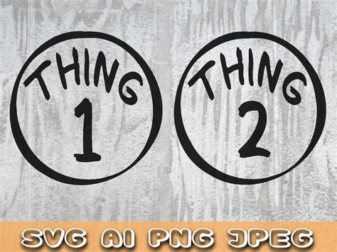 Thing 1 Thing 2 Svg Silhouette Dr Seuss Bundle Kit Instant Download