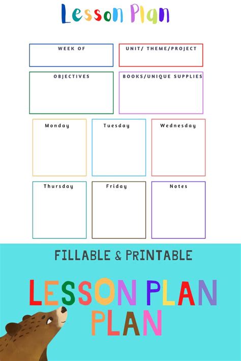 Fillable Lesson Plan Template Early Childhood Lesson Plan Template