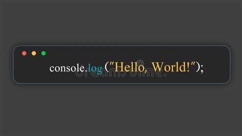 Hello World In Javascript Programming Language Hello World Code Stock