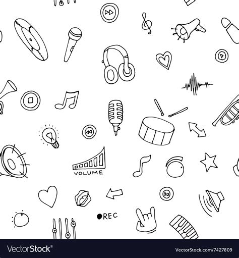 Seamless Pattern Music Doodles Royalty Free Vector Image