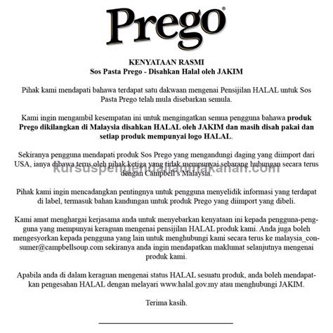 Adakah penapis air coway semuanya mempunyai sijil halal dari bagi pihak jakim pula, mereka perlu melakukan pemeriksaan dan audit terhadap semua produk coway yang terdapat di pasaran malaysia sekarang ini. Respon Hab Halal JAKIM dan Prego Malaysia Isu Spaghetti ...