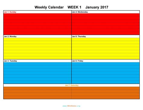 Blank Weekly Calendar Templates PDF Excel Word ᐅ TemplateLab