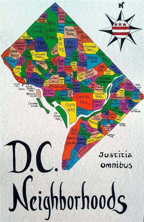 Dc Neighborhoods Map Etsy