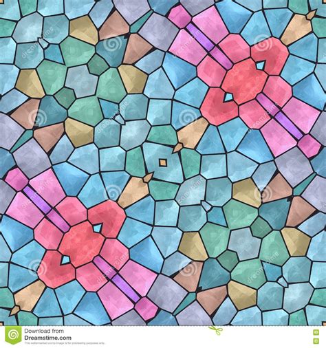 Soft Bright Oblique Blue Pink Beige Turquoise Mosaic Pattern Stock