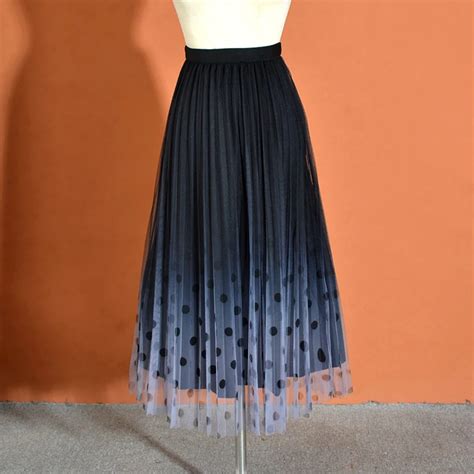 Tigena Long Pleated Tulle Skirt Women Autumn Winter Elegant