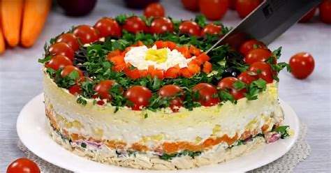 Multi Layered Salad Cake With Chicken Recipe Cook It