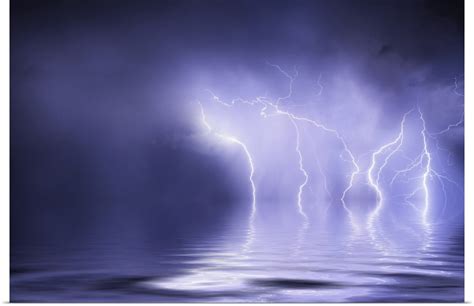 Poster Print Wall Art Entitled Lightning Storm Over The