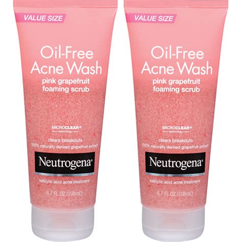 Neutrogena Oil Free Acne Wash Pink Grapefruit Foaming Scrub 2 Pk67