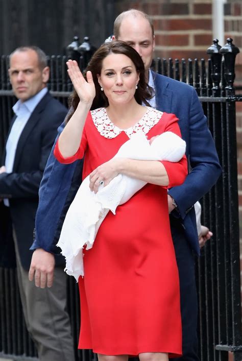 kate middleton red dress leaving hospital 2018 popsugar fashion photo 4