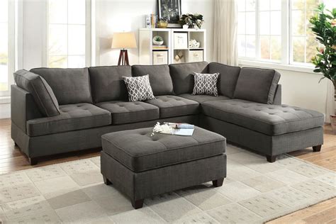 2 Piece Sectional Sofa Ash Black Affordable Home Furniture