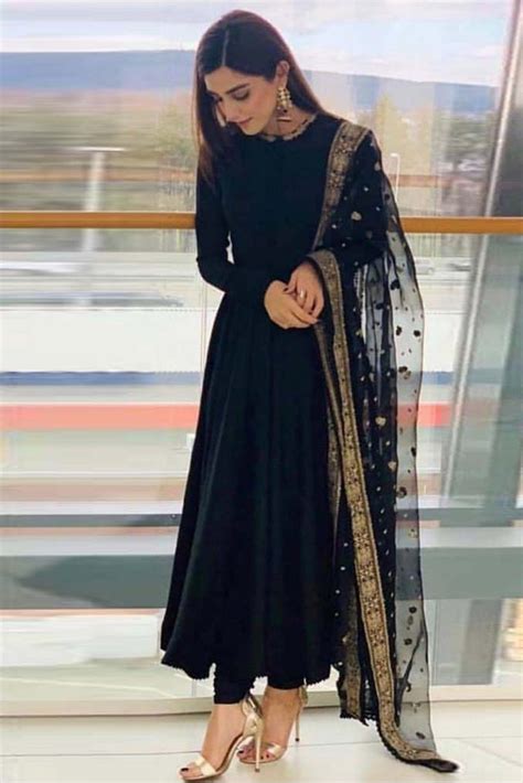 Georgette Embroidery Anarkali Suit In Black Colour Designer Party