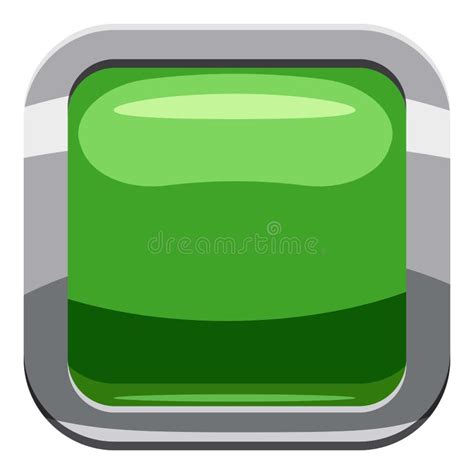 Light Green Square Button Icon Cartoon Style Stock Vector