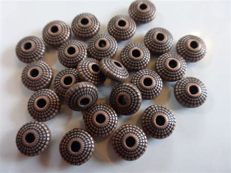 20 X Flat Round Spacer Disc Beads 8mm X 3mm Antique Gold Red Etsy