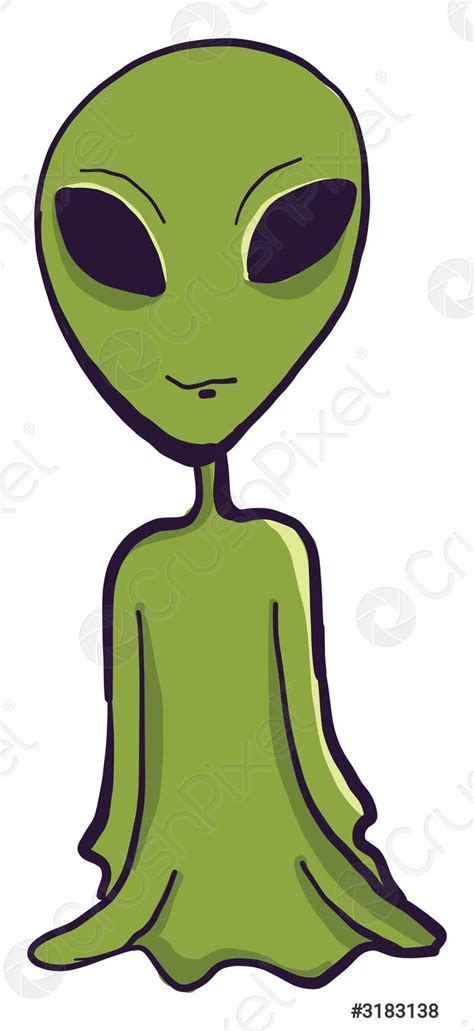 Big Green Alien Illustration Vector On White Background Stock