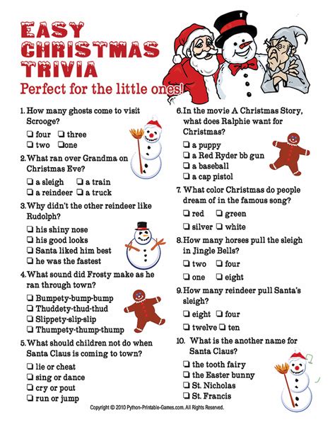 Free Printable Christmas Trivia Questions And Answers For Adults