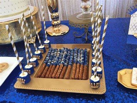 Glitter gold and royal blue crown confetti centerpieces cute tags for baby shower decorations little prince birthday party supplies 1st birthday princess theme table decor 24ct (gold royal blue) 3.6 out of 5 stars. Little Prince Baby Shower Party Ideas | Photo 6 of 14 ...