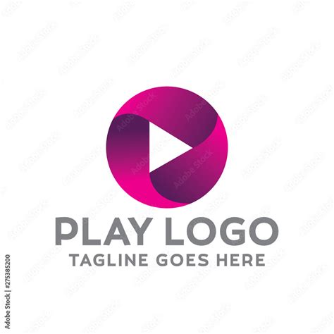 Play Logo For Technology Design With Colorful Style Concept Digital