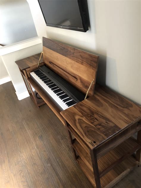 Custom Walnut Piano Desk Piano Desk Home Studio Setup Music Studio