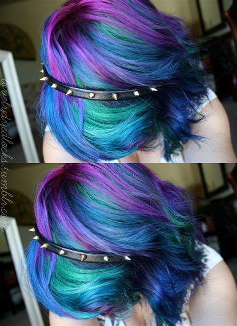 Purple And Blue Hair Dye Mixed Fashion Style