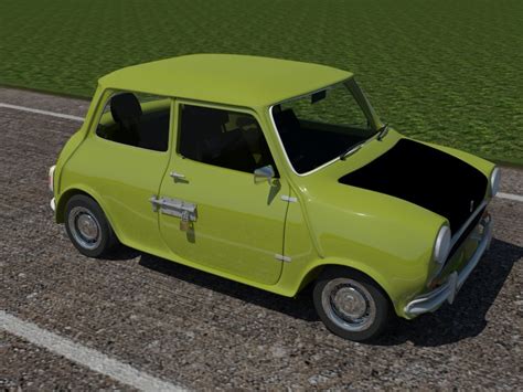Bean uses his car to transport his new television by tying it to the roof. 3ds max mr beans mini