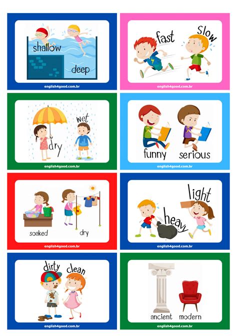 Opposites Flashcards English4good Vocabulary Practice Vocabulary