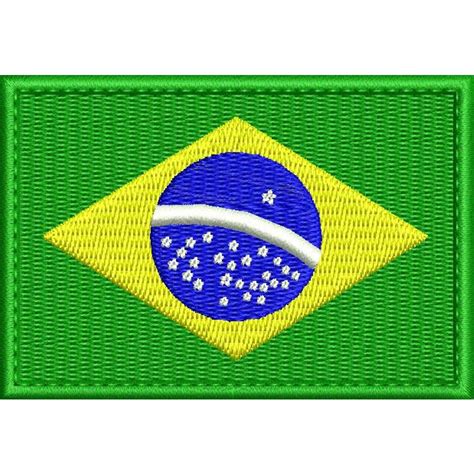 Patch Bordado Bandeira Do Brasil C Fixador Macho Marca Velcro® Tamanho 5x7cm Brasileira