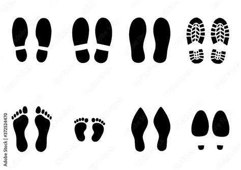 Plakat Human Bare Walk Footprints Shoes And Shoe Sole Kids Feet And
