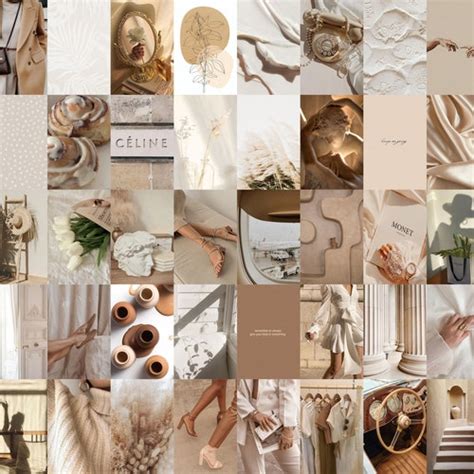 Neutral Aesthetic Wall Collage Kit Digital Download 60 Pcs Etsy