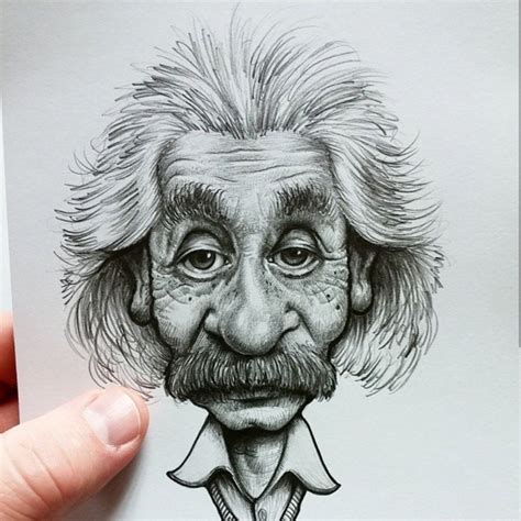 Albert Einstein Caricature Pencil Drawing Print Available Caricature