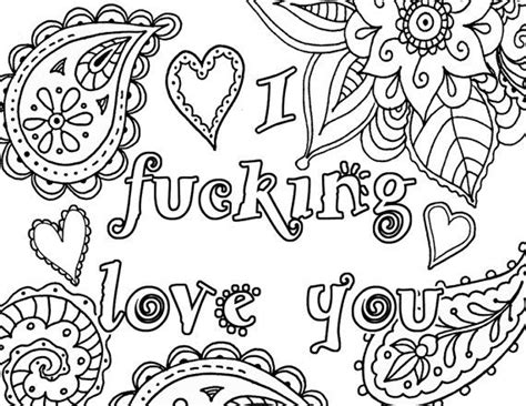 I Fcking Love You Adult Coloring Book Page Instant By Artswearapy