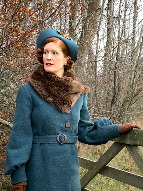 Finished 1930s Winter Coat In Textured Teal Wool Vintage Gal Vintage Inspired Outfits