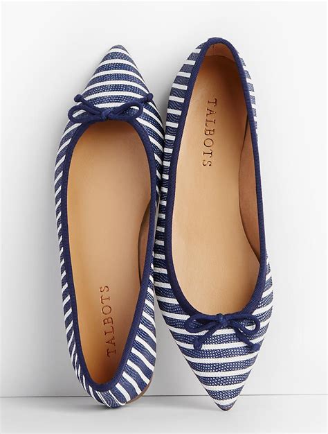 Striped Pointed Toe Ballet Flats