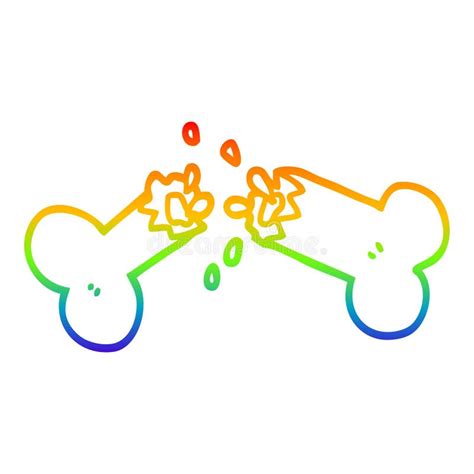 A Creative Rainbow Gradient Line Drawing Cartoon Snapped Bone Stock