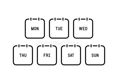 Week Calendar Flat Icon On White Background Stock Vector Illustration