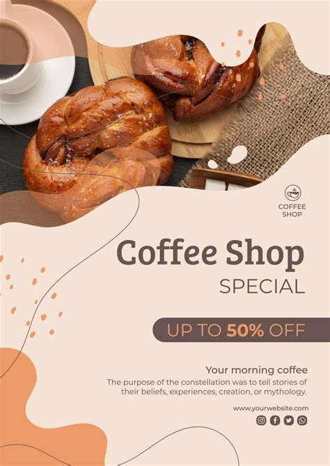 Free Abstract Waves Coffee Shop Special Poster Template